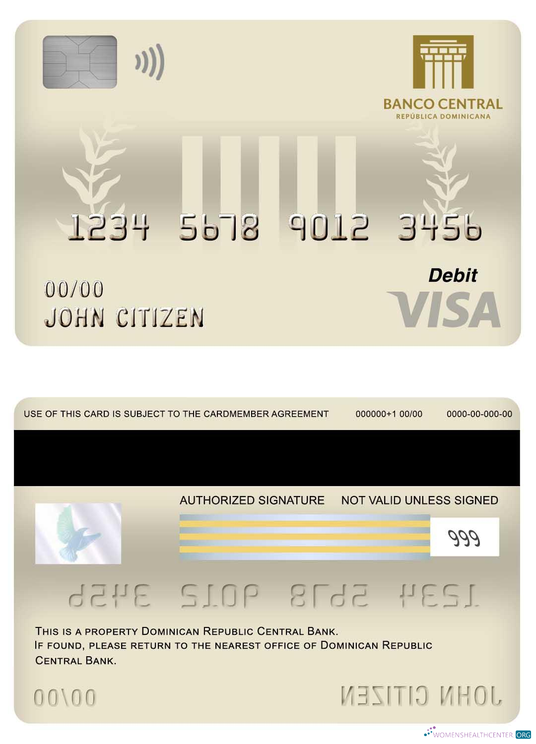 Download Dominican Republic Central bank visa debit card Photoshop template